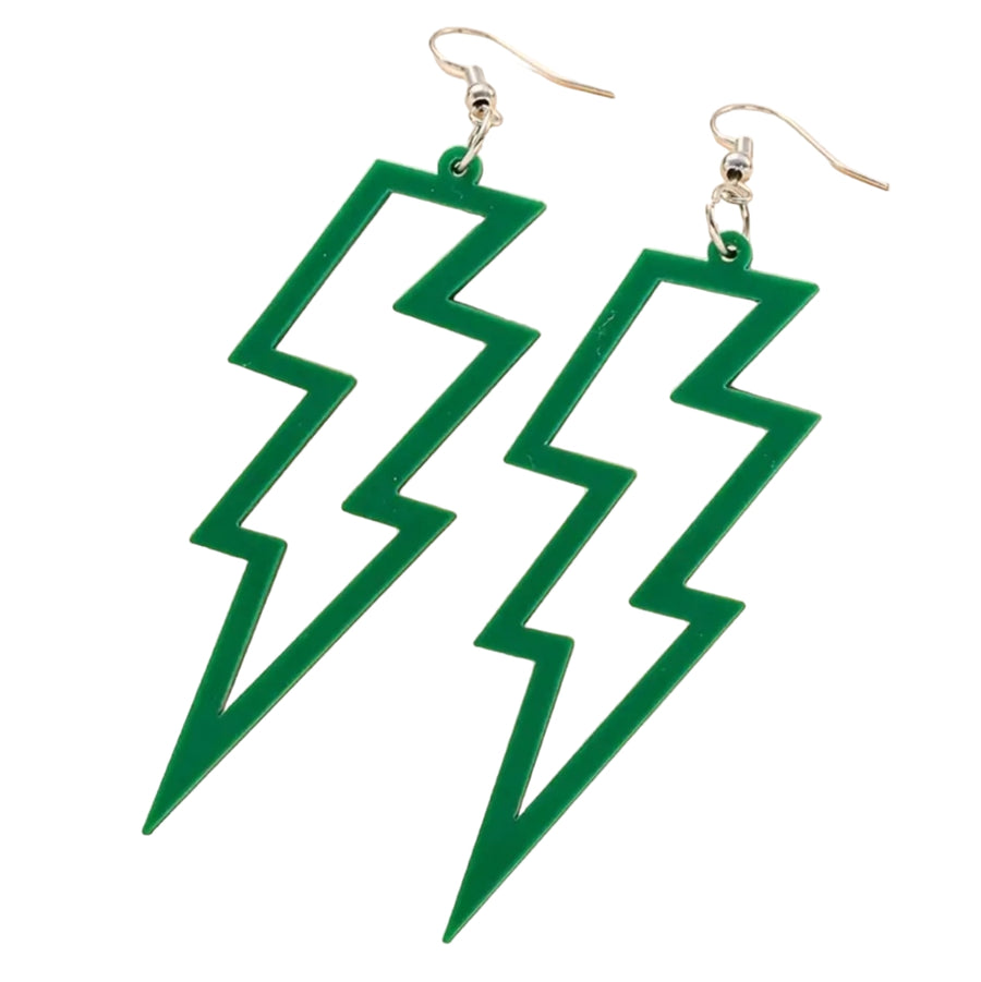 Big bolt cut out earrings - Emerald Green