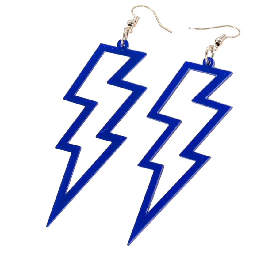 Big bolt cut out earrings - Royal Blue