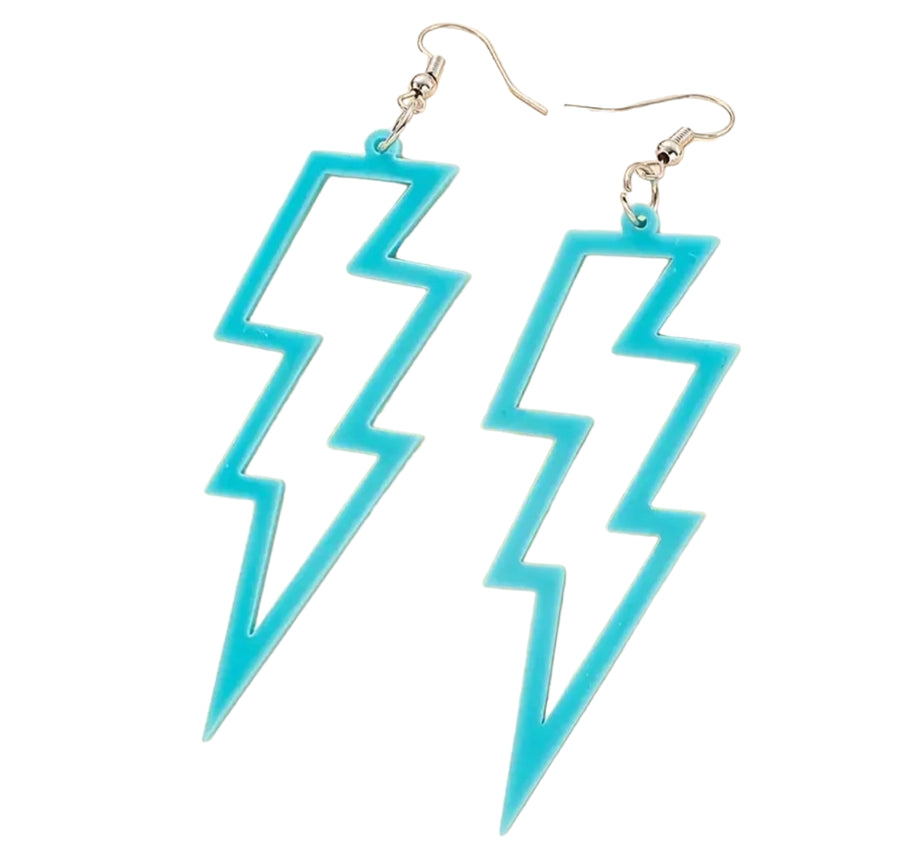 Big bolt cut out earrings - Turquoise