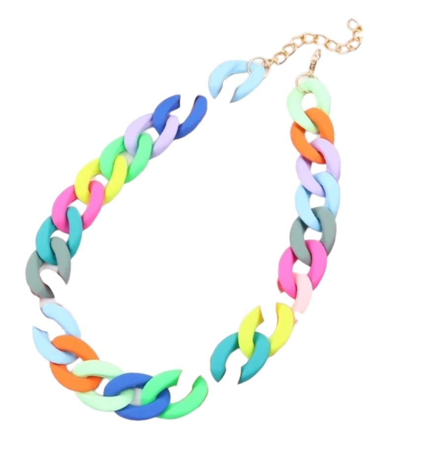 Plain light multicoloured chunky chain necklace