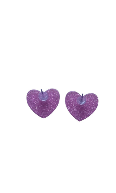 Heart acrylic stud earrings - Pink