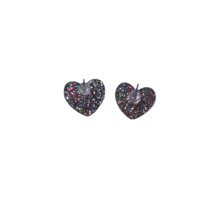 Heart acrylic stud earrings - Multicoloured