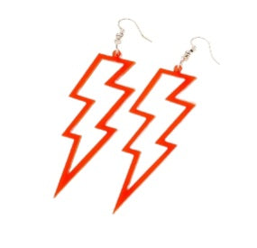 Big bolt cut out earrings - Orange